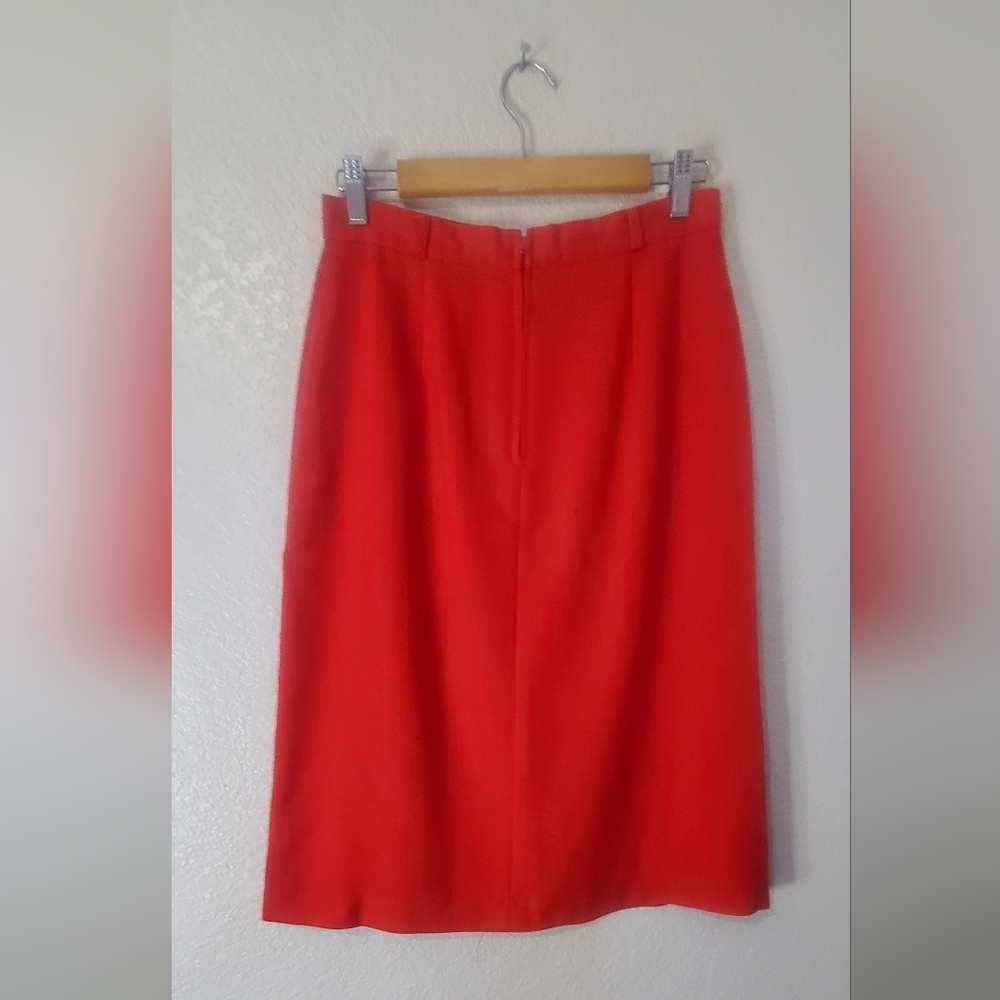 Panther 2 Piece Red Blazer Jacket & A-Line Midi Skirt Set Skirtsuit Size Medium - Picture 7 of 10
